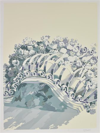 Giuseppe Grosso BALCONE FIORITO litografia, cm 70x50; es. 143/150 firma e...