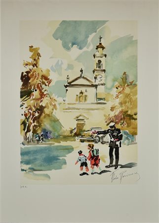 Aldo Raimondi IL VIGILE, 1990 litografia, cm 70x50; es. P.d'A. firma e...