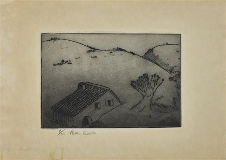 Remo Pasetto CASOLARE incisione, cm 19,5x29, su foglio 34x48,5; es. 1/30...