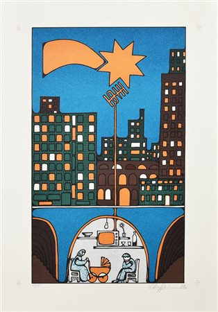 L. Maffei SERA IN CITTA', 1982 serigrafia, cm 50x35; es. 31/50 firma, data e...