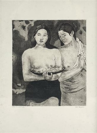 Gianni Cacciarini OMAGGIO A GAUGUIN acquaforte, cm 28,4x23, su foglio cm...