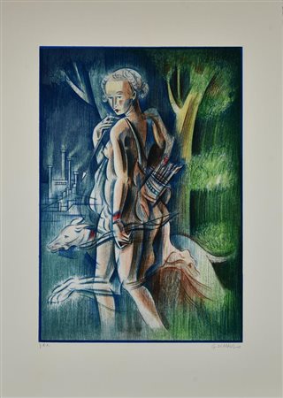 Gabriele Di Maulo DIANA LA DEA CACCIATRICE, 1998 litografia, cm 70x50; es....