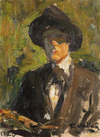 FELICE VELLAN<BR>Torino 1889 - 1976<BR>"Autoritratto" 5-12-1920