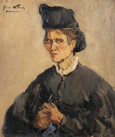 FELICE VELLAN<BR>Torino 1889 - 1976<BR>"Donna in costume tradizionale abruzzese" Scanno (Abruzzo)