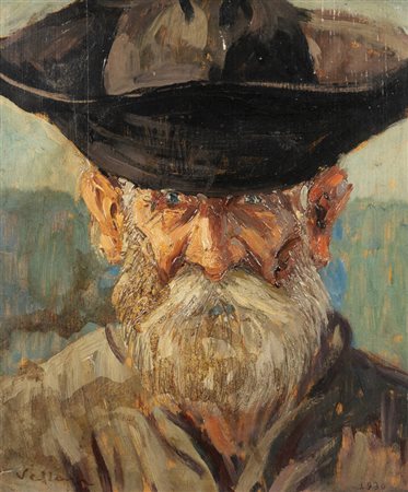 FELICE VELLAN<BR>Torino 1889 - 1976<BR>"Vecchio Lupo di Mare dell'isola d'Elba" 1930