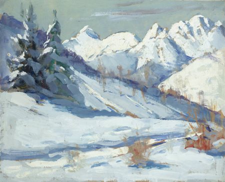 FELICE VELLAN<BR>Torino 1889 - 1976<BR>"Paesaggio montano" 1942