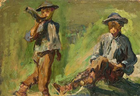 FELICE VELLAN<BR>Torino 1889 - 1976<BR>"Pastori"