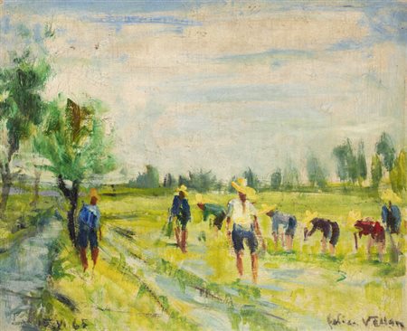 FELICE VELLAN<BR>Torino 1889 - 1976<BR>"Risaia" Trino (Vercelli) 15-VI-65