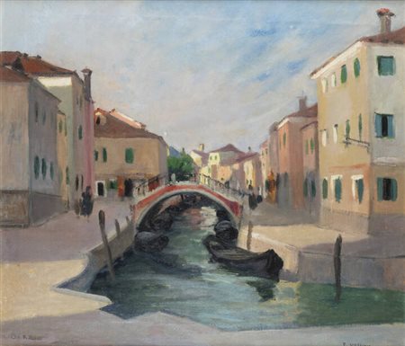 FELICE VELLAN<BR>Torino 1889 - 1976<BR>"A Burano" 1936