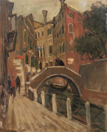 FELICE VELLAN<BR>Torino 1889 - 1976<BR>"Venezia " o "Calle a Venezia" 1956