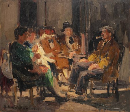 FELICE VELLAN<BR>Torino 1889 - 1976<BR>"Interno" a Lussello di Villadeati dall. avv. E Augusto Buffaglia 1944