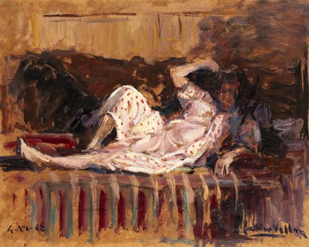 FELICE VELLAN<BR>Torino 1889 - 1976<BR>"Figura femminile distesa" 4-XII-1968