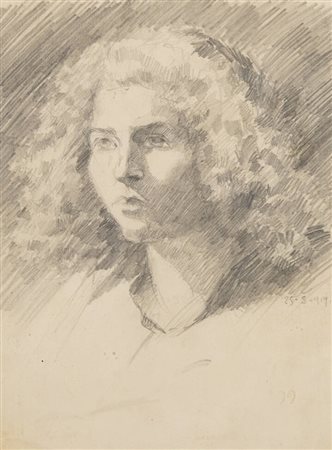 FELICE VELLAN<BR>Torino 1889 - 1976<BR>"Ritratto" 25-3-1919