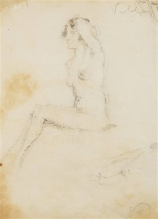 FELICE VELLAN<BR>Torino 1889 - 1976<BR>"Nuda seduta in posa"