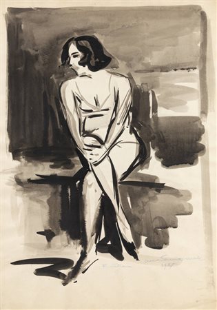 FELICE VELLAN<BR>Torino 1889 - 1976<BR>"Accademia serale" (1927)