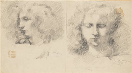 FELICE VELLAN<BR>Torino 1889 - 1976<BR>"Due bozzetti di ritratto femminile"