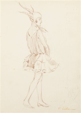 FELICE VELLAN<BR>Torino 1889 - 1976<BR>"Figura in costume" 8-III-1927