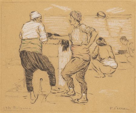 FELICE VELLAN<BR>Torino 1889 - 1976<BR>"Figure" Bulgaria