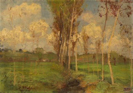 EDOARDO NICOLELLO<BR>Torino, 1871 - 1948<BR>"Nubi d'aprile- Studio"