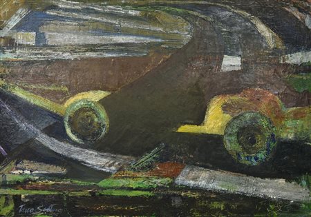 Tano Santoro AMERICAN WAY, 1969/70 olio su tela, cm 50x70 firma sul retro:...