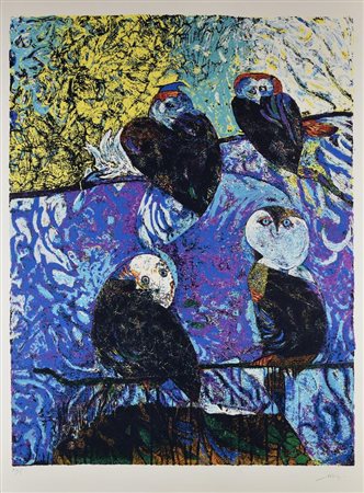 Gianni Dova SENZA TITOLO serigrafia, cm 100x70; es. XIV/C firma, tiratura e...