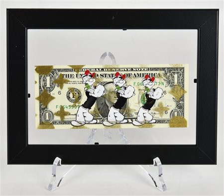 DEATH NYC SENZA TITOLO, 2019 tecnica mista su banconota, cm 7x15 sul retro:...