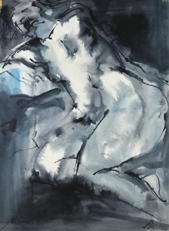 Luigi Marengo NUDO 11, 1965 china acquerellata su carta, cm 67x48,5 firma,...