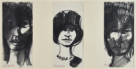 Giuseppe Motti FOGLI D'ALBUM, 1966 pennarelli su carta, cm 34x65, cm...