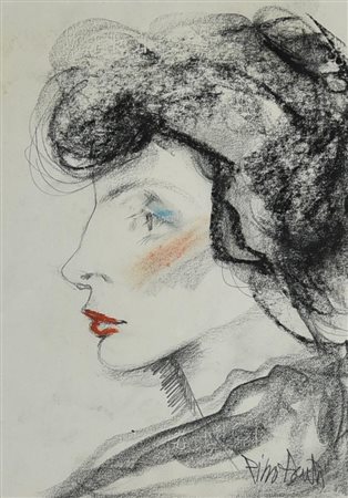 Pino Ponti SENZA TITOLO grafite e pastello su carta, cm 20x14 firma