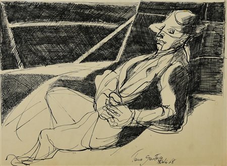 Tano Santoro STUDIO, 1968 china su carta, cm 25x35 firma, titolo e data