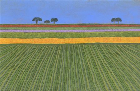 Luca Bonetti SOLCHI E FIORI olio su tela, cm 36x54 firma sul retro: firma,...