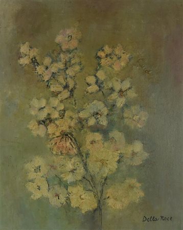 Giovanna Della Noce FIORI, 1982 olio su cartone telato, cm 71,1x59,9 firma...