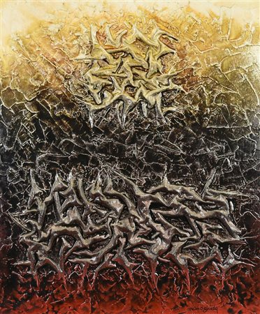 Mario Guida SENZA TITOLO, 1976 tecnica mista su tela, cm 60x50 firma sul...