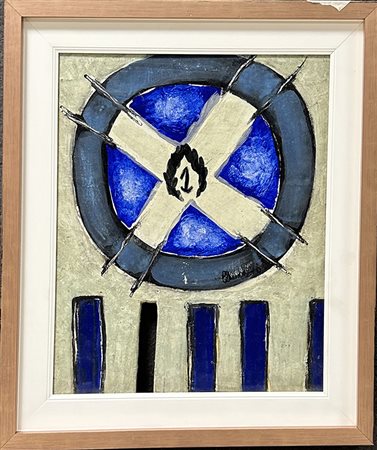 GIUSEPPE AMADIO, Senza titolo, tecnica mista su tavola, dim. 34x42 cm. Al fronte: firma in basso a destra. Al verso: firma.