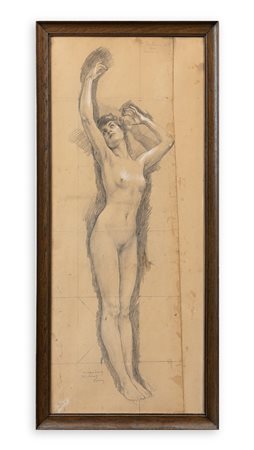 ANONIMO Senza Titolo Carboncino e biacca su carta cm 122x53 Firma indecifrata...