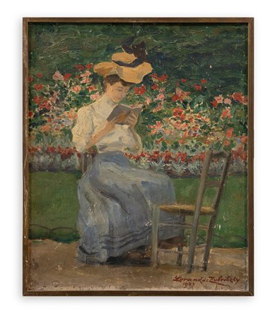 LORAND ZUBRICZKY (1869-1948) Senza Titolo, 1907 Olio su tela cm 46,5x38 Firma...
