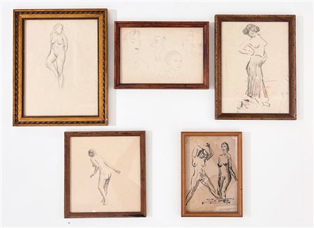 ANONIMO Lotto unico di 5 opere: Lotto unico di 5 opere realizzate a...