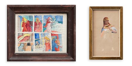 AUTORI VARI Lotto unico di 2 opere: ANONIMO Senza Titolo Gouache su carta cm...
