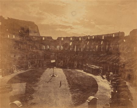 Gioacchino Altobelli (1825 - 1879)  - Senza titolo (interno del Colosseo, chiaro di luna),  1860s