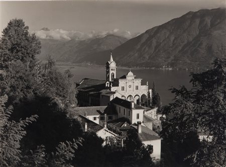 Lorenzo Steinemann (XIX - 1968)  - Il Verbano visto dalla Madonna del Sasso, sopra Locarno, 1940s
