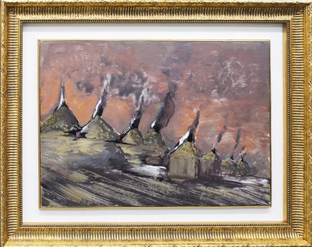 SERGIO VACCHI, "Otto camini nel tramonto di Roma", 1980