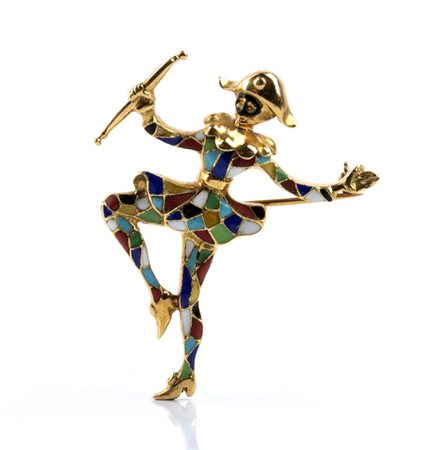 FOS  
Spilla arlecchino oro e smalti 
 