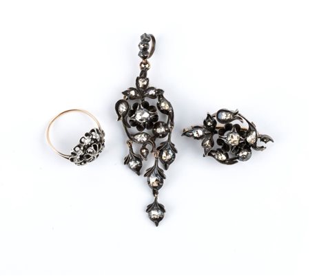  
Demi parure in oro e argento e diamanti fine XIX secolo
 