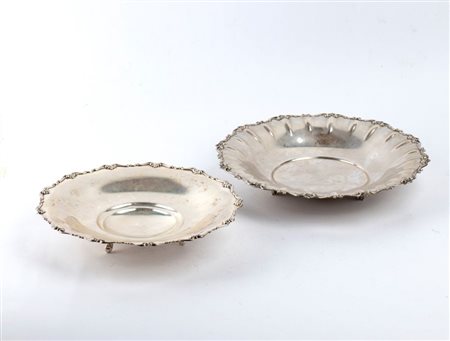  
Due cestini italiani in argento  Anni '50-'60
 Peso totale: 625 gr.