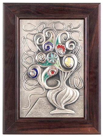 OTTAVIANI ARGENTIERE  
Quadro in argento e smalti Anni '60 - '70
 