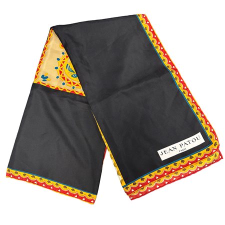 Jean Patou (Parigi 1914)  - Foulard in seta con motivi paisley su fondo nero