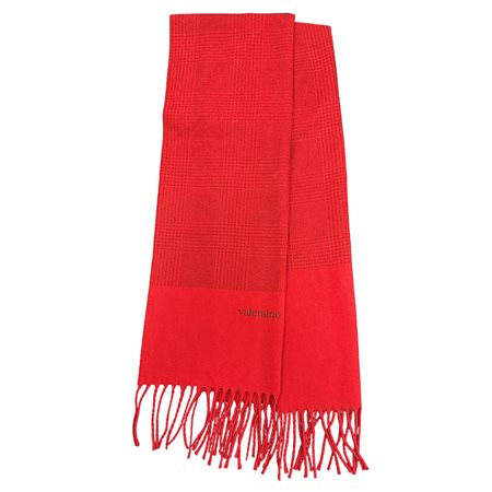 Valentino Garavani - Sciarpa in lana rossa con frange
