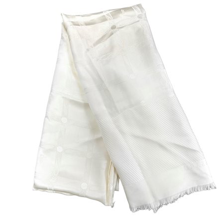 Trussardi (Bergamo 1911)  - Foulard in seta bianco logato e marchiato colore su colore