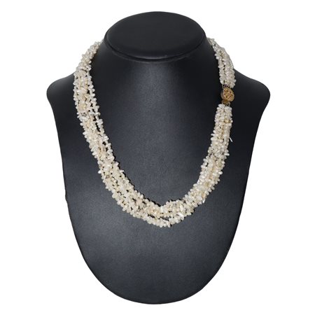 Collana con 6 fili di perle di fiume, susta in silver