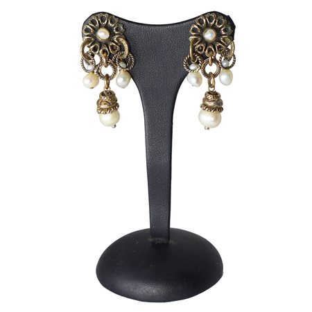 Orecchini alcozer con margherita e perle pendenti